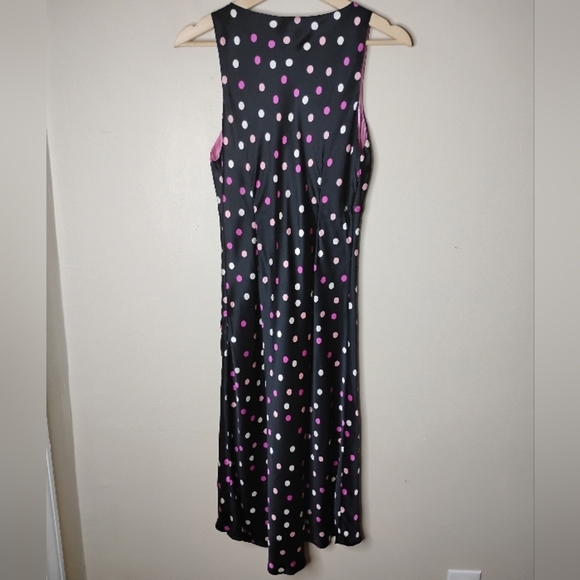 ECI New York Y2K Silk Babydoll Dress 8 Bow Front Retro Pin-Up Polka Dot Barbie - Picture 6 of 10